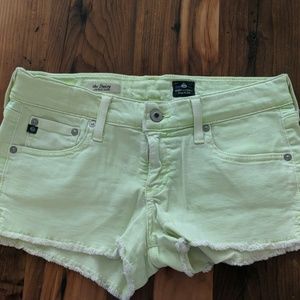 AG neon green cutoff short shorts